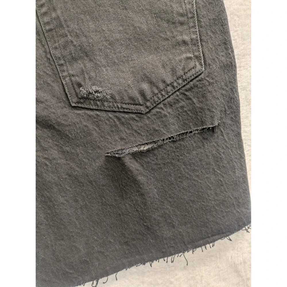 AERO 90s Baggy Short 6 Inch Distressed Denim Shorts‎ Black Size 2 New With Tags